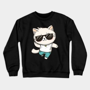 Cute ginger cat wearing sunglasses Crewneck Sweatshirt